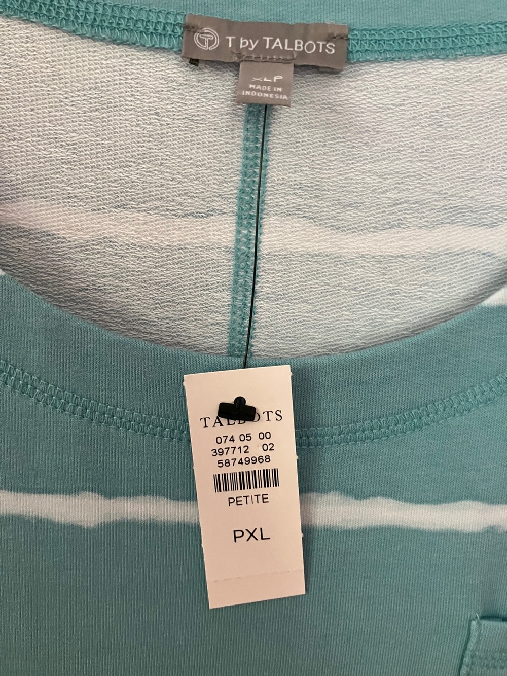 Talbots Aqua  and White Striped Tee Shirt Dress - Picture 3 of 4